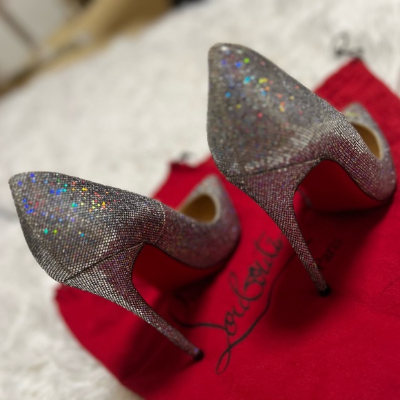 Silver Sparkly Glitter Christian Louboutin Heels - Picture 8 of 8